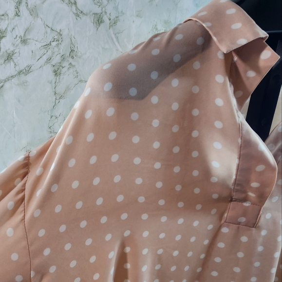 DR2 Polka Dot Vneck Blouse - Picture 2 of 10